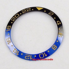 38mm yellow golden marks black & blue ceramic bezel insert for 43mm GMT mens watch Be2 2024 - buy cheap