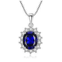 S925 Sterling Silver Royal Blue Gem Necklace Kashmir Velvet Blue Pendant Princess Diana Gem Stone Necklace Silver Pendant Women 2024 - buy cheap