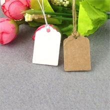 3x2cm  Brown/white Paper Tags Hemp rope Head Label Luggage Wedding tag 500pcs +500 String DIY Blank price Hang tag 2024 - buy cheap