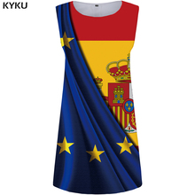 KYKU-Vestido de bandera española para mujer, Vestido de estrella con estampado 3d de rey, Vestido de playa colorido, ropa de Hip Hop para mujer 2024 - compra barato