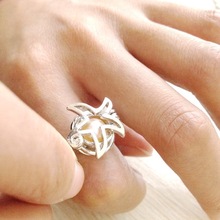Custom-made 18kgp Starfish style Pearl /Crystal /Gem Bead Ring Cage, DIY Locket Rings Adjustable Ring Size Customized 200pcs/lot 2024 - buy cheap