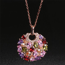2020 nova moda original jóias de cristal de swarovskis mona lisa colorido zircon pingente redondo flor lua redonda colar 2024 - compre barato