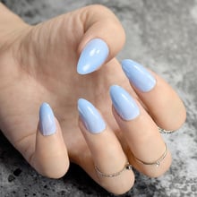 Stilettos Sharp False Nail Tip Jelly Light Blue Sexy Nail Art Acrylic Artificial Stiletto Fake Nails Fuax Ongles Full Cover 2024 - buy cheap