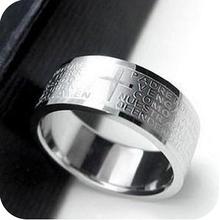 Кольца для женщин и мужчин из нержавеющей стали, библейские серебряные кольца с крестиком для молитвы, обручальные ювелирные кольца 2024 - купить недорого