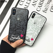 SIXEVE Lace Flower Heart Case For iPhone XS MAX XR X 10 iPhone 8 7 Plus iPhone 6 S 6S 6Plus 7Plus 8Plus i Phone Hard Back Cover 2024 - buy cheap