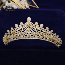 Top Quality Sparkling Zircon Oversize Royal Queen Hairbands Gold Tiaras Crowns Crystal Wedding Hair Accessories Gift For Brides 2024 - buy cheap