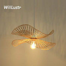 Hand Knitted Bamboo Pendant Light Modern Butterfly Suspension Lamp Hotel Restaurant Dinning Room Bedroom Zen Haniging Lighting 2024 - buy cheap