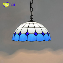 FUMAT European Modern Mediterranean Creative Tiffany Stained Glass Blue/Green Living room dining room Chandelier 30CM 2024 - buy cheap