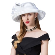 Woman Hat Summer 2019 White Wide Brim kentucky Derby Hats For Women Elegant Church Fedoras With Bowknot Chapeau Femme Feutre 2024 - buy cheap