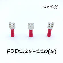 Insulated Female Disconnector FDD1.25-110(5) 100PCS/Pack Red Spade Quick Electrical Connector Crimp Wire Terminal AWG Terminator 2024 - buy cheap