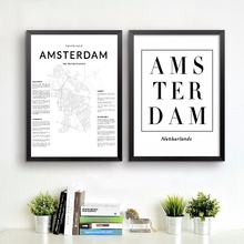 Impresiones en lienzo de mapa de los Países Bajos de Amsterdam y carteles, arte de pared de mapa de calle de la ciudad, pintura de estilo nórdico para decoración de la habitación del hogar 2024 - compra barato