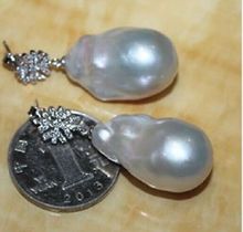 New natural freshwater pearls huge a pair 20-25mm south sea white pearl earring 925s 2024 - buy cheap
