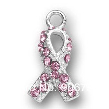 10pcs a lot silver pink crystal stones ribbon charm jewelry 2024 - buy cheap