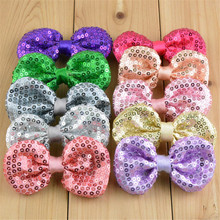 50pcs/LOT Shiny Sequin Bow ,3.5inch fabric bowknot applique For DIY Headbands Hair Accessories 2024 - buy cheap