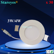 Free shipping 30 pcs round led panel light 3W 4W 360LM AC90-265V 2835 SMD LED downlight bulb lamp LED ceiling light lighting 2024 - buy cheap