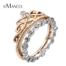 Корона-образный кольца девушки сплава двойное кольцо 2015 многослойные сплава цинка горный хрусталь обручальные кольца для женщин анель feminino eManco 2024 - купить недорого