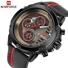 Naviforce relógio esportivo masculino, relógio de pulso de couro quartzo à prova d'água militar masculino de marca de luxo 2024 - compre barato