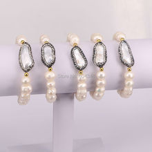 5 нитей, натуральный пресноводный жемчуг, браслеты из бисера, простой дизайн, проложить браслет с жемчугом и кристаллами для женщин 2024 - купить недорого