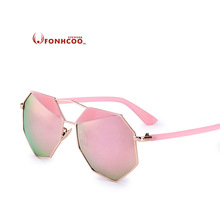 FONHCOO Модные солнцезащитные очки женские зеркальные оттенки многоугольные брендовые дизайнерские геометрические уникальные металлические очки в оправе солнцезащитные очки UV400 лучей 2024 - купить недорого