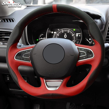 BANNIS Black Red Leather Car Steering Wheel Cover for Renault Kadjar Koleos Megane Talisman Scenic 2016 2017 2024 - buy cheap