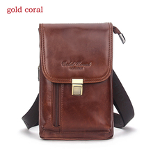 GOLD CORAL Genuine Leather Men's Belt Waist Bags For Man Fanny Packs Casual Travel Men Small Shoulder bags Male Phone Case 2024 - buy cheap