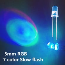 100 шт 2PIN 5 мм RGB 7 цветов медленная вспышка LED светоизлучающий диод (светодиод) Новые продукты и ROHS 5 мм RGB 7 цветов медленная вспышка LED 2024 - купить недорого