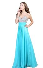 Vestidos 2020 Ice Blue V-neck Beading Long Chiffon Evening Dresses A-line Backless Prom Party Gowns Evening Dress robe de soriee 2024 - buy cheap
