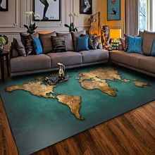 American Retro Green gold world map Door mat Bedroom living room bedside rug plush non-slip carpet 150x200cm size floor mat 2024 - buy cheap