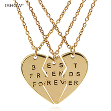 New collier necklace heart pendant pieces broken three best friend forever necklace women necklace jewelry collares mujer 2024 - buy cheap