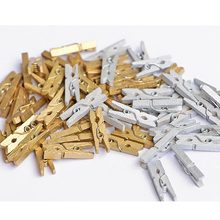 100pcs/lot Mini golden silver Wood Clips 2.5x0.3CM Spring Wood Clips for DTY Clothespin Craft Decor snack Clip Photo Clips Pegs 2024 - buy cheap