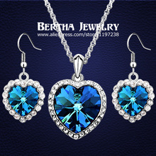Promotions Fashion Heart Jewelry Sets Earrings Necklaces For Women Crystals from Swarovski 2024 - buy cheap