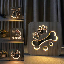 Lámpara de Decoración LED 3D de madera para niños, luz cálida para dormitorio infantil, USB, regalo de cumpleaños y vacaciones, envío directo 2024 - compra barato