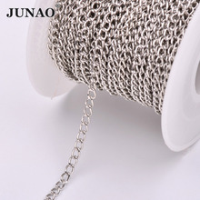 JUNAO 3mm 6mm Silver Gold Metal Chain Trim Rhinestone Tassel Fringe Sewing Tape Steel Link Chains for Clothes Home Decoration 2024 - buy cheap