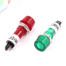 Lâmpada embutida de sinal vermelho verde 24v ac/dc, luz indicadora, lâmpada piloto 2 peças