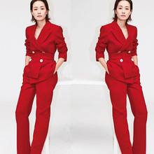 Star with the same paragraph spring and autumn and winter new fashion casual red suit wide leg pants suit suit two-piece AL18121 2024 - buy cheap