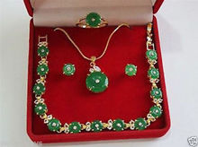 Lindo colar verde jade 18kgp/conjunto de pingente de pulseira brinco 2024 - compre barato