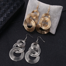 HOCOLE Fashion Gold/Silver Metal Drop Earrings For Women Charm Round Dangle Earring Statement 2019 Brincos Party Jewelry Gifts 2024 - buy cheap