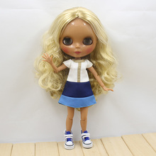 Boneca nude blyth para articulações, cabelo loiro, pele preta sem bater cacheado 2024 - compre barato