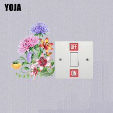 YOJA Европейский классический стиль современный домашний декоративный красочный цветок PVC Наклейка на стену для выключателя 15SS0117 2024 - купить недорого