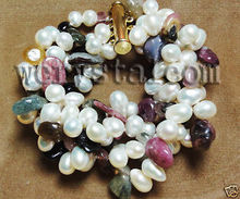 Natural Tourmaline White Pearls Bracelet 4 Row 2024 - buy cheap