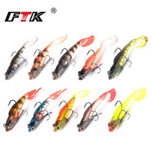 FTK-señuelo blando con anzuelos triples, 1 unidad, 80/100mm, anzuelos triples, accesorios de pesca 2024 - compra barato