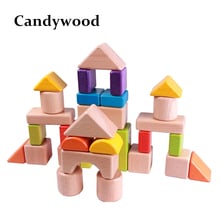 30 Pcs Madeira de Faia Blocos de Construção de Blocos Coloridos Aprendizado & Educação Montessori brinquedos de Madeira brinquedos educativos 2024 - compre barato