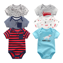 Macacão de algodão para bebês, roupas para recém-nascidos de manga curta, 6 peças, 2019 2024 - compre barato