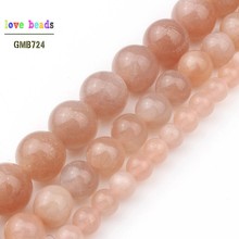 AAA+ Natural Sunstone Round Stone Beads for Jewelry Making DIY Beads Bracelet Necklace 4mm 6mm 8mm 15'' Strand 2024 - buy cheap