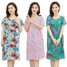 New Arrival Ladies Sexy Full Pure Coton Night Dress Short Sleeve O-neck Nightgown Floral Print Sleepwear For Women Plus Size 5XL 2024 - buy cheap