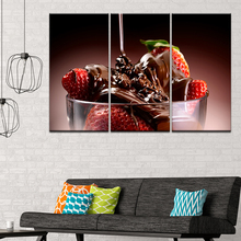 Canvas Painting strawberries with chocolate 3 Pieces Wall Art Painting Modular Sport Wallpapers Poster Print Home Decor 2024 - buy cheap
