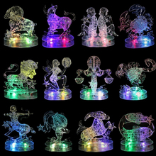 Rompecabezas de cristal 3D para niños y adultos, juguete de 12 Constelaciones, horóscopo, con luz LED, regalo delicado, DIY 2024 - compra barato