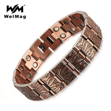 WelMag Pure Copper Magnetic Bracelet Man Charm Vintage Double Row Strong Magnets Therapy Bio Male Bracelets Homme Jewelry 2019 2024 - buy cheap