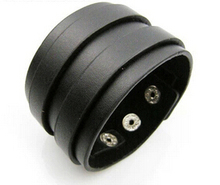 new arrive fashion design two round black man cool leather bracelets 2024 - buy cheap