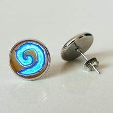 WoW World of Warcraft Hearthstone Glass Round Stud earring Charm Stud earring Jewelry Blue Stud earring men Jewelry gift 2024 - buy cheap